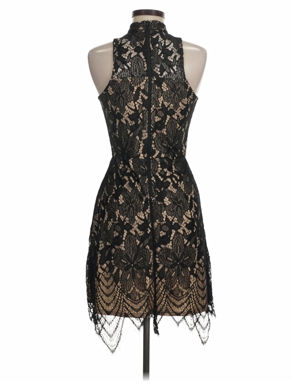 Xhilaration Black Lace Midi Dress with Nude Lining - Picture 2 of 3
